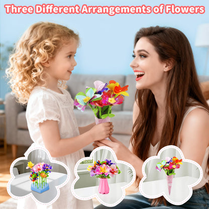 TANAVE Flower Making Kit for Kids,Diy Flower Bouquet Kit,Fabric Flower Bouquets Toys Upgraded,Flower Crafts/Flower Maker for Kids Birthday Gifts for Ages 3 4 5 6 7 8 9 10 11 12 Year Old Girls (126pcs)