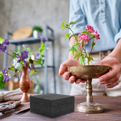 Levemolo Black Floral Foam Sheets 2 Pack 5.90X5.70X2.95 Inch High Density Cushioning Base for Artificial Flowers Floral Arrangement Supplies Reusable Crafting Blocks