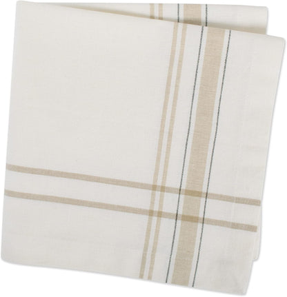 DII French Stripe Tabletop Collection Dining Table Linen Napkin Set, 20x20, White Chambray, 6 Piece
