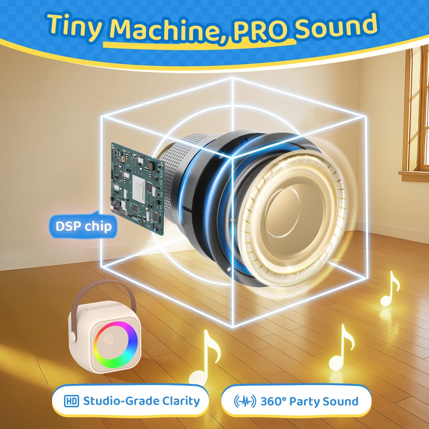 Jeefu Karaoke Machine for Kids, Toys for 3-12 Years Old Girls Gifts, Kids Karaoke Microphone Machine Toy, Best Fun Christmas Birthday Gifts for 5 6 7 8 9 10 11 Years Teens Girl Boys Beige 2 Mic