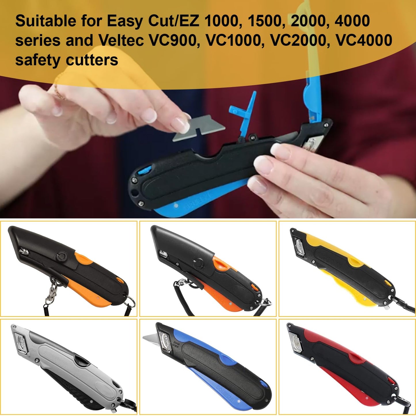 60 Pack Cutter Replacement Blades for Easy Cut, Blade Suitable for Easy Cut/EZ 1000, 1500, 2000, 4000 series and Veltec VC900, VC1000, VC2000, VC4000 safety cutters