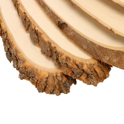MUKCHAP 10 PCS Oval Wood Slices, 5.5 x 15 x 0.4 inch Unfinished Craft Wooden Slices Hanging Signs with Jute for DIY, Painting, Ornament