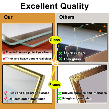 CROXXID 8x10 Picture Frame set of 2, for 5x7 6x8 with Floating Effect, for 8 x 10 without Floating, Double Real Glass Photo Frames Only for Tabletop, Home or Wedding Decoration Gift (Vertical Gold)