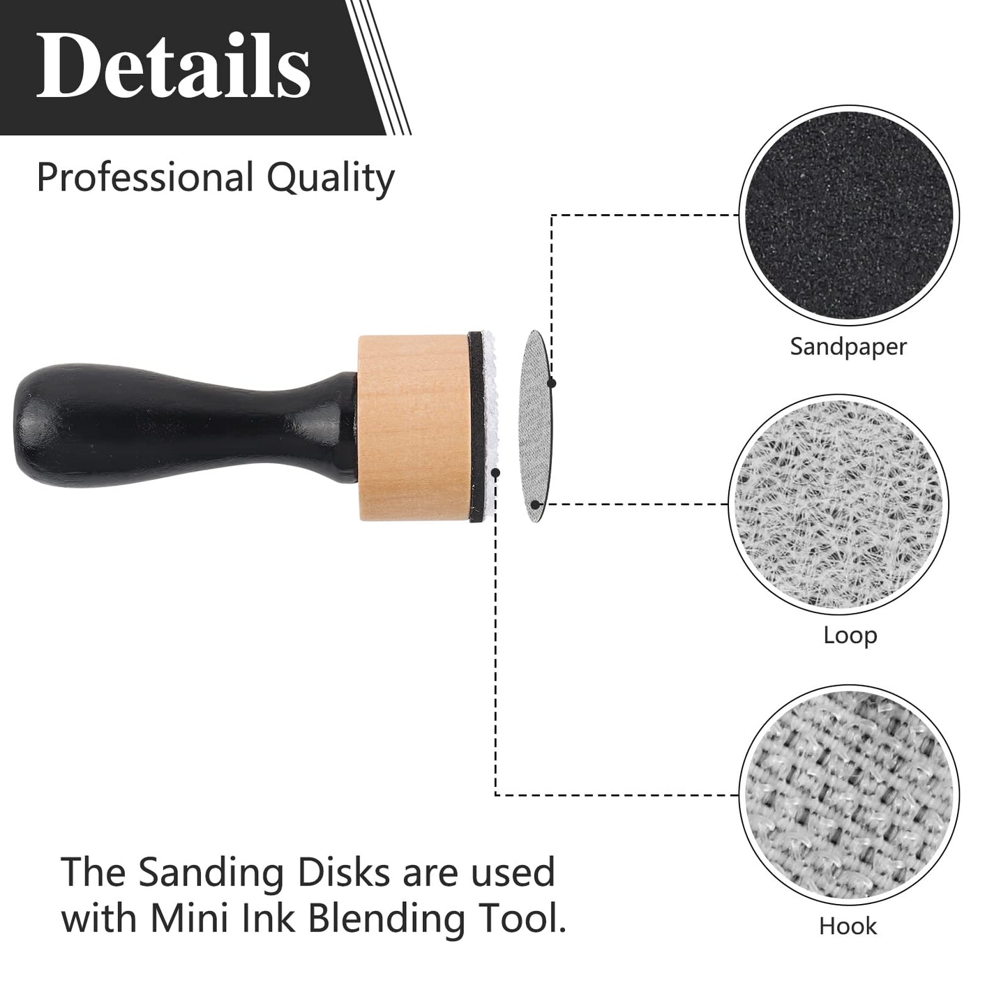 129PCS Mini Ink Blending Tool Set ,Include 3PCS Mini Ink Blending Tools and 86PCS Replacement Foam Pads Drawing Distressing Blending,40PCS Medium-Grit Sandpaper Sanding Disks for sanding & distressing