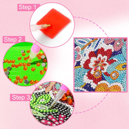 ZUYUSUT Flower Diamond Art Painting Kits for Kids with Wooden Frame Girls Art Crafts Rhinestone Gem by Number Kits Birthday