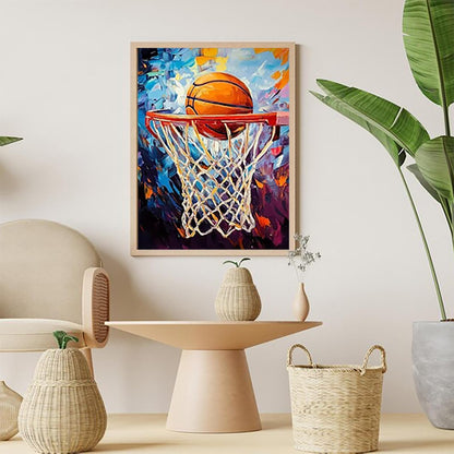 Basketball Fire DIY 5D Diamond Painting Kit Adult Full Drill Rhinestone Cross Stitch Art Crafts for Home Decoration 12x16 Inch