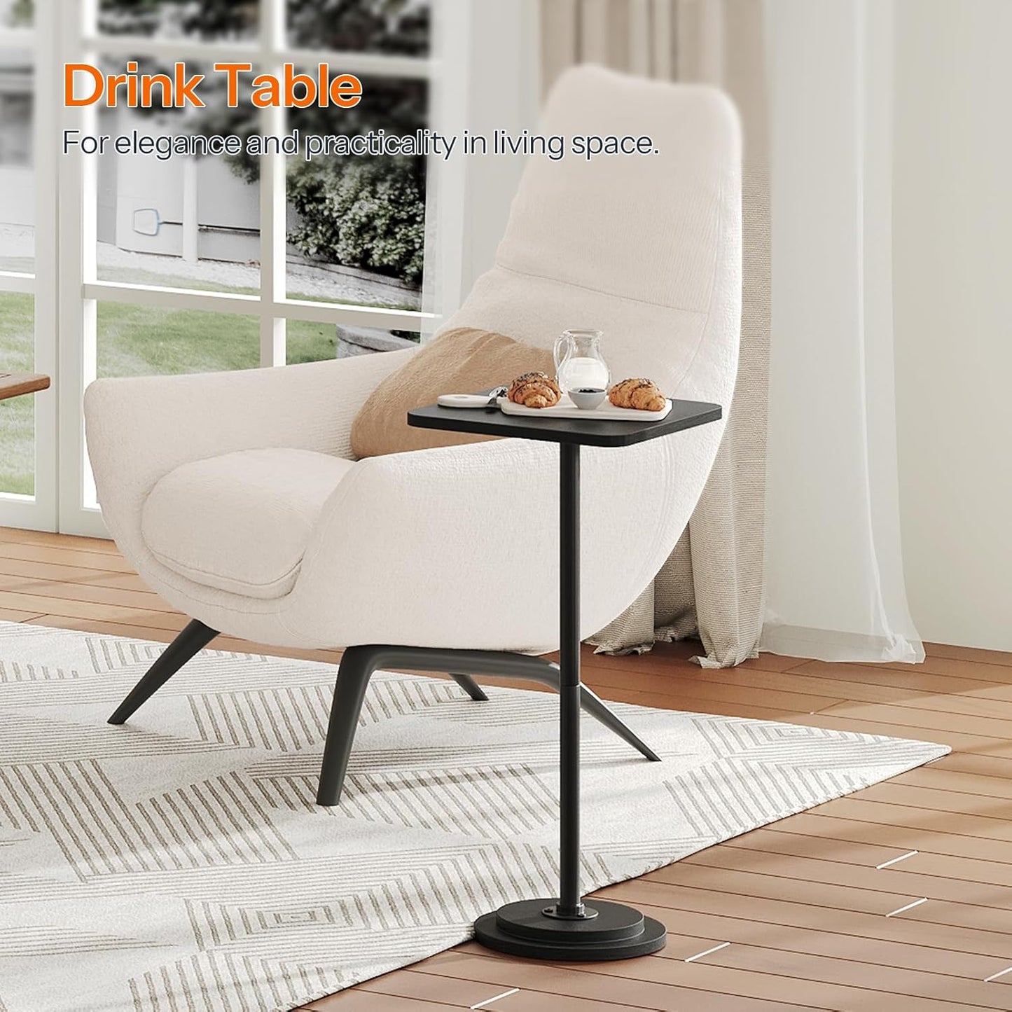 BB171BZ01 HOOBRO Small Side Table, Square Drink Table, Coffee Martini Table with Pedestal, Accent Nightstand for Small