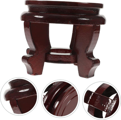 Wooden Flower Pot Base, Asian Wooden Vase Stand, Mini Bonsai Storage Rack for Potted Plants