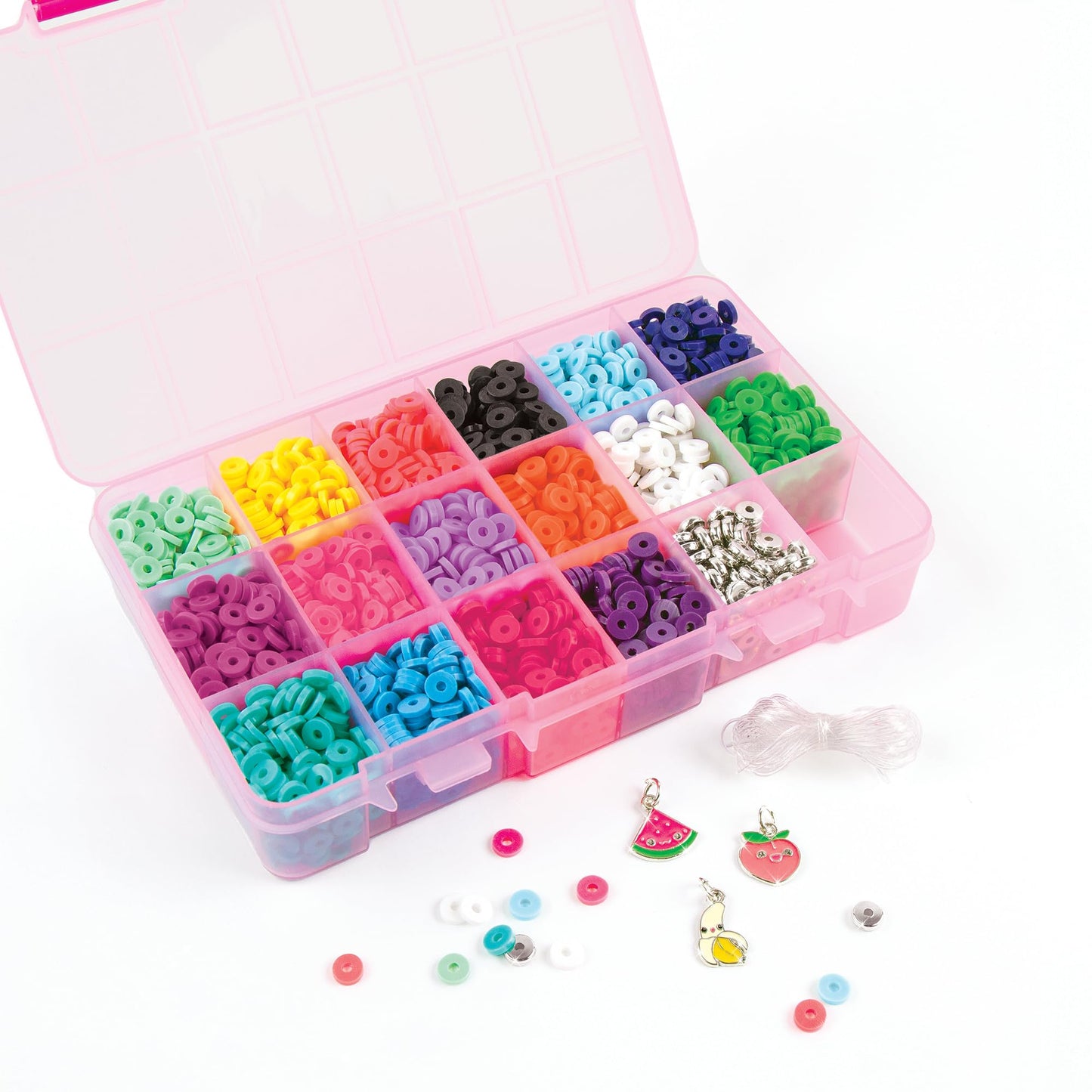 Make It Real Swift Clicks Heishi Bracelet Maker Beads with Storage Case - 3,356 Colorful Beads for Kids Ages 8+
