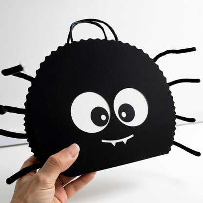Cheerland Halloween Spider Party Favors Gift Bag With Straw Legs Trick Or Treat Bags Black Halloween Goodie Bags Spooky Theme Cute Birthday Party Decorations Candy Gift Bday Supplies (Pack Of 8)