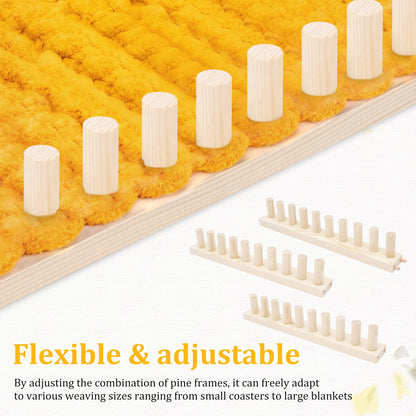 46" Chunky Blanket Frame, No Needle and Adjustable Size Hand Knitting Kit Portable Extra Large Weaving Blanket Maker Craft Kit for Home Decor