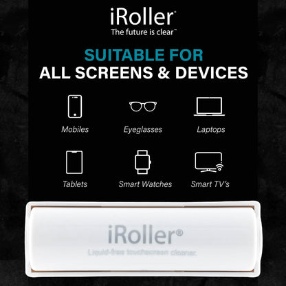 Screen Cleaner by iRoller - No Need for Spray or Wipes - Liquid Free iPad Screen Cleaner Roller Tool - Washable & Reusable - Phone Screen Cleaner Ideal for iPhone, Laptop, Computer Touchscreen - 3.5"