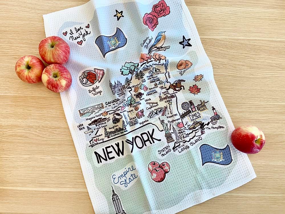 16"x24" 100% Fish Kiss Montana Map Dish Towel is of Microfiber Waffle Weave Making it Super Absorbent, Soft & Machine