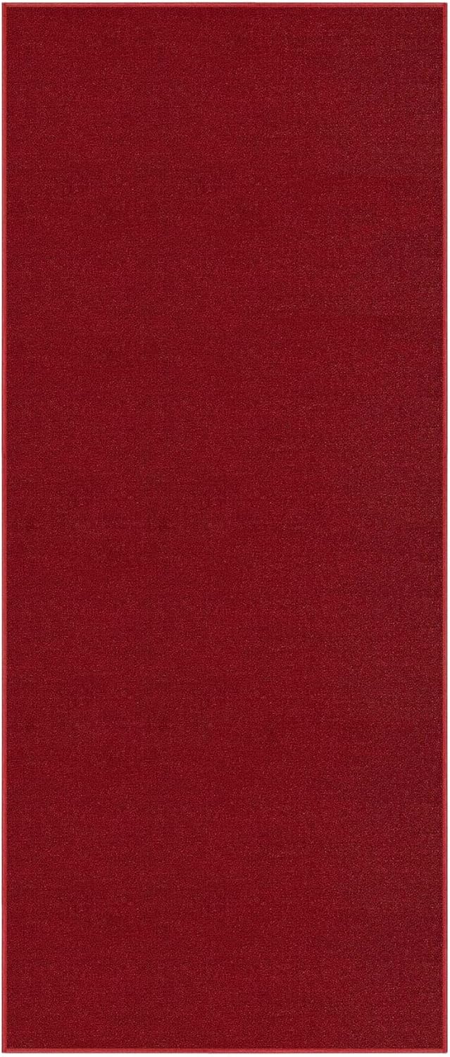 Kapaqua Red Solid Colored Runner Rug - Non Slip Rubber Grip Bottom, Pet Friendly Kitchen Hallway Carpet Runner 2x5