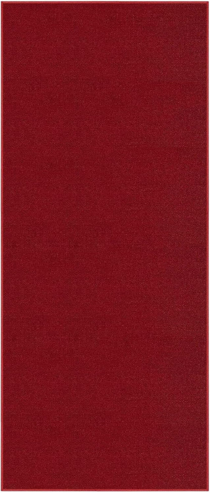 Kapaqua Red Solid Colored Runner Rug - Non Slip Rubber Grip Bottom, Pet Friendly Kitchen Hallway Carpet Runner 2x5