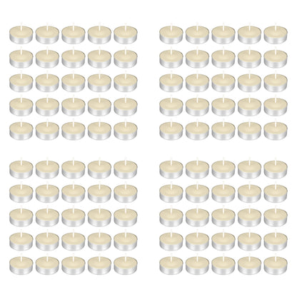 Mega Candles 100 pcs Unscented Ivory Tea Lights Candles, Pressed Wax Candle 3.5 Hour Burn Time, Home Décor, Wedding Receptions, Occasions, Festivities, Events, Meditations, Spa, Prayers, Vigil