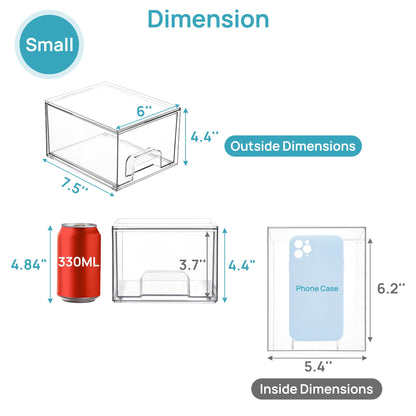 Vtopmart 4 Pack Small Clear Stackable Storage Drawers,Acrylic Bathroom Makeup Organizer,Plastic Storage Bins For Vanity, Undersink, Kitchen Cabinets, Pantry, Home Organization