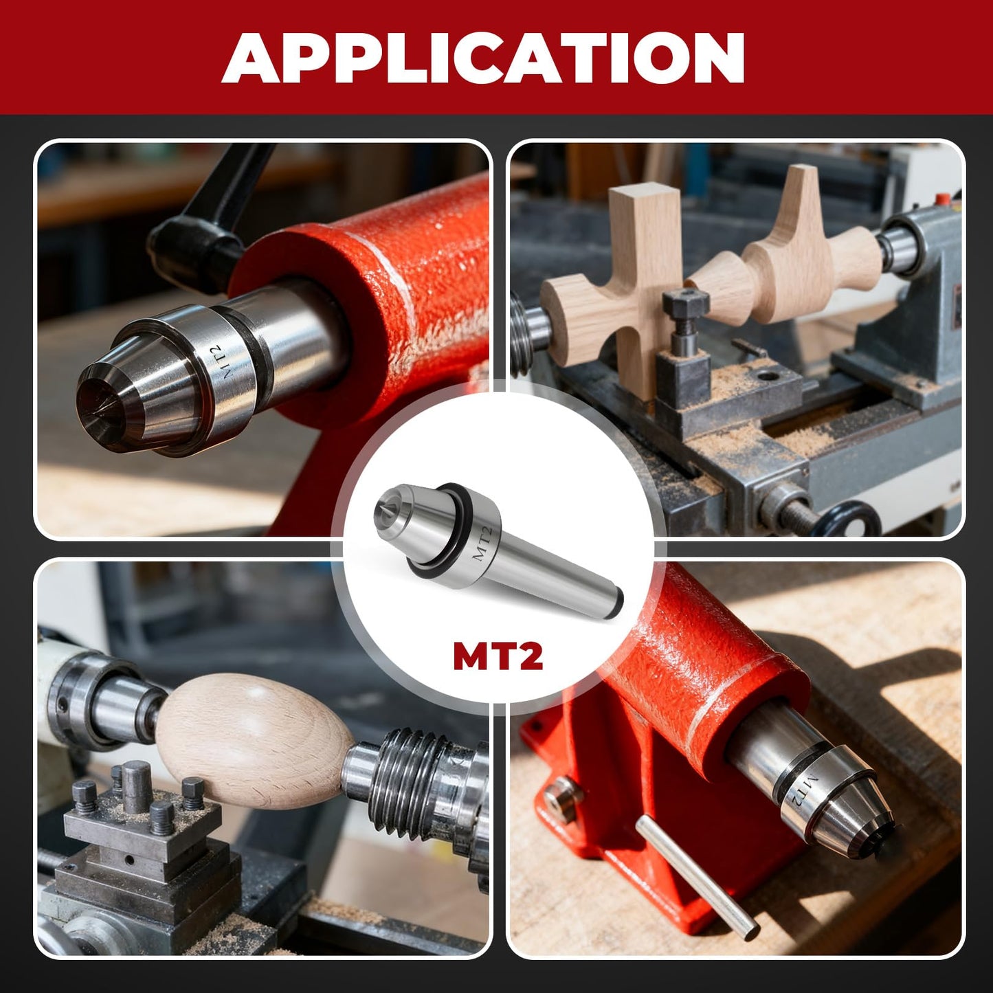 Nakkaa MT2 Wood Lathe Live Center Set, Live Centers Drive Spur Cup Arbor #2MT for Woodworking Machines