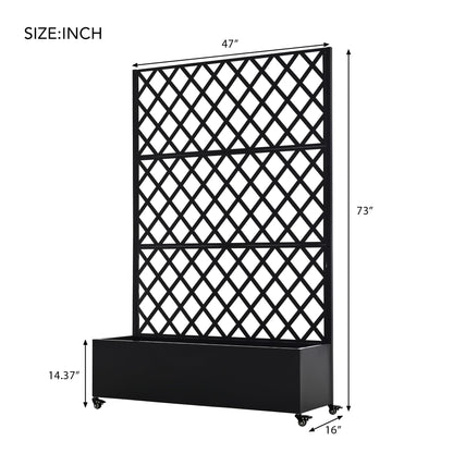 Discover the Joy of Gardening with Our Metal Raised Garden Bed with Wheels and Trellis – 73"x47"x16” for Climbing Plants, Vegetables & Vines, Featuring Privacy Screen and Drainage Holes!