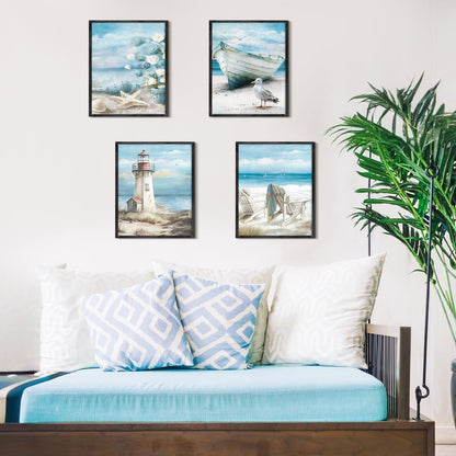 Yeaqee 4 Pcs Diamond Art Kits DIY Painting for Adult Aesthetic Wall Diamond Crafts Aesthetic Room Decor Cute Painting Pictures 5d Craft Wall Decor for Home 10 x 11.8''(Beach)