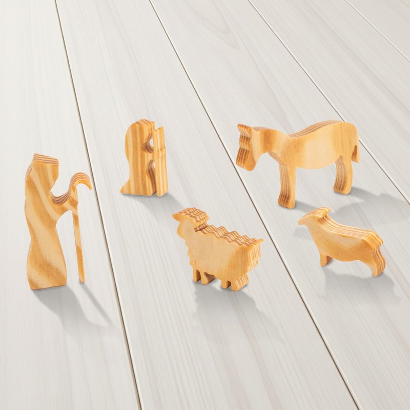 Wooden Nativity Set – Nativity sets & figures | Xmas nativity set – christian christmas decor – Christmas Décor 2025 – Natural Solid Wood Tabletop – Xmas christian set