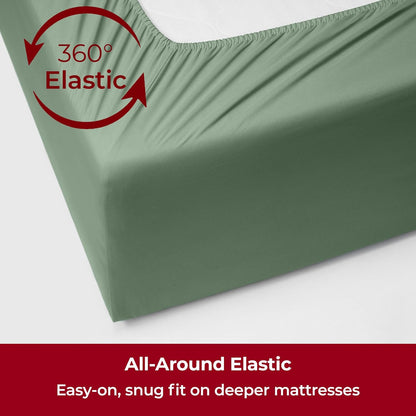 Mellanni Extra Deep Full Sheets - Hotel Luxury Ultra Soft Cooling Bedding | 4 PC Set in Sage