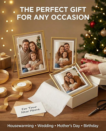 AceList Set of 3 Glass Photo Frame Collection Simple Metal Geometric Picture Frame with Glass Cover Includes 4"" x 4"", 4"" x 6"", 5"" x 7""