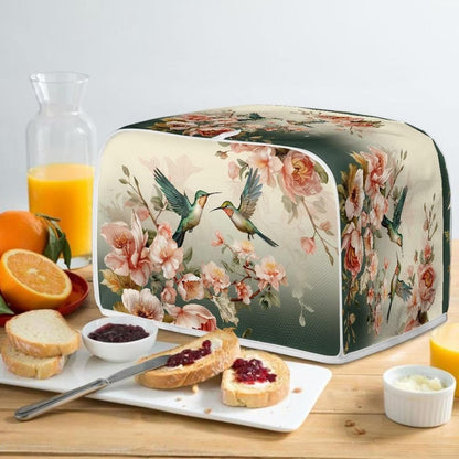 Hummingbird Floral Print 2 Slice Toaster Cover, Dust Protection Kitchen Appliance Cover with Handle, Washable