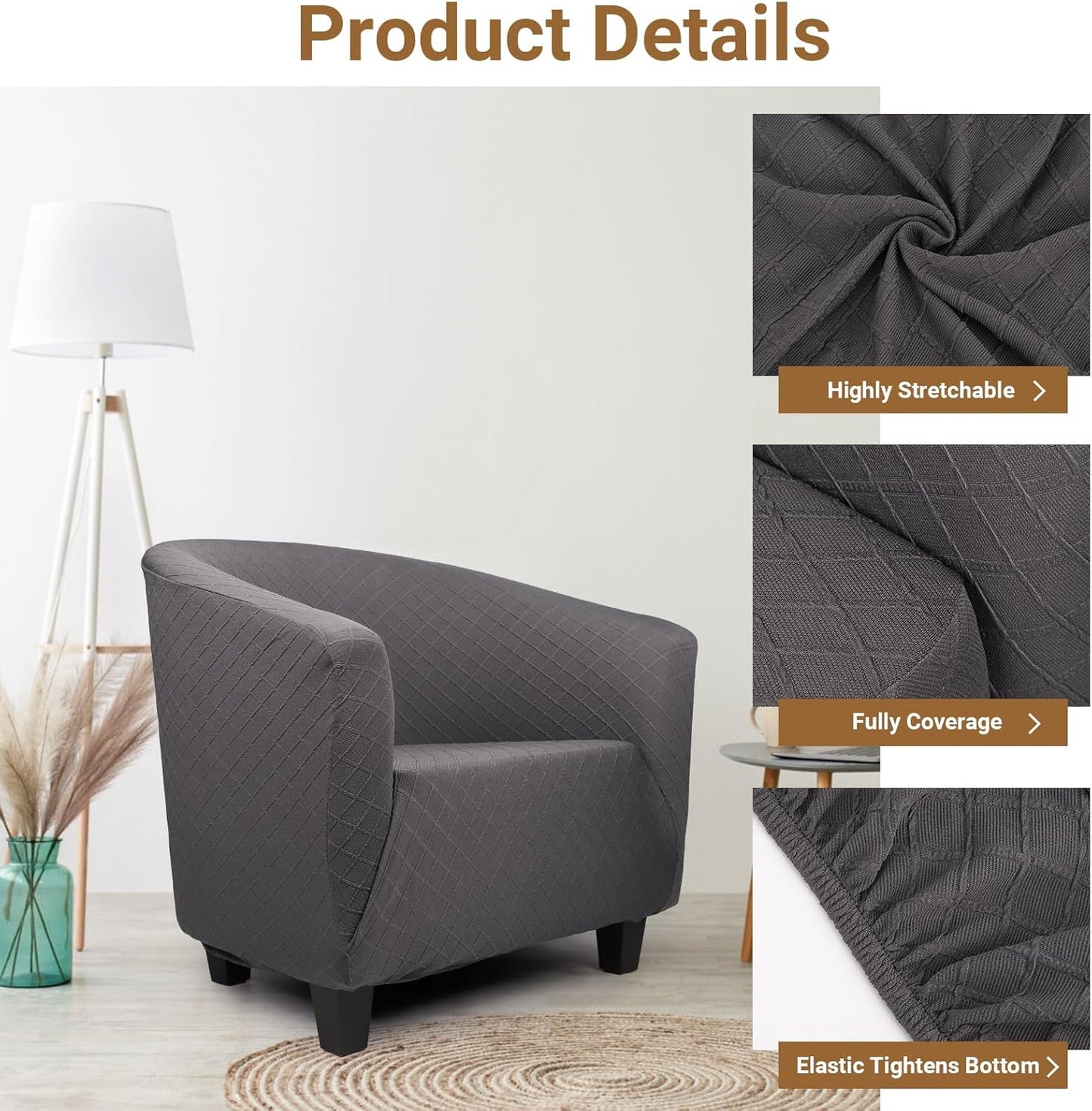 1 Barrel Chair Covers Slipcover, Piece High Stretch Club Chair Slipcover with Arms, Chair Slipcover Soft Armchair Sofa
