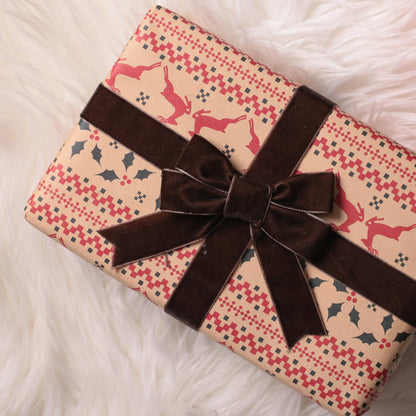 Utehilly Brown Christmas Velvet Ribbon for Tree, Gift Wrapping, Flower Bouquet, Wreath Decorations, Bow Making 1'', 25 Yards