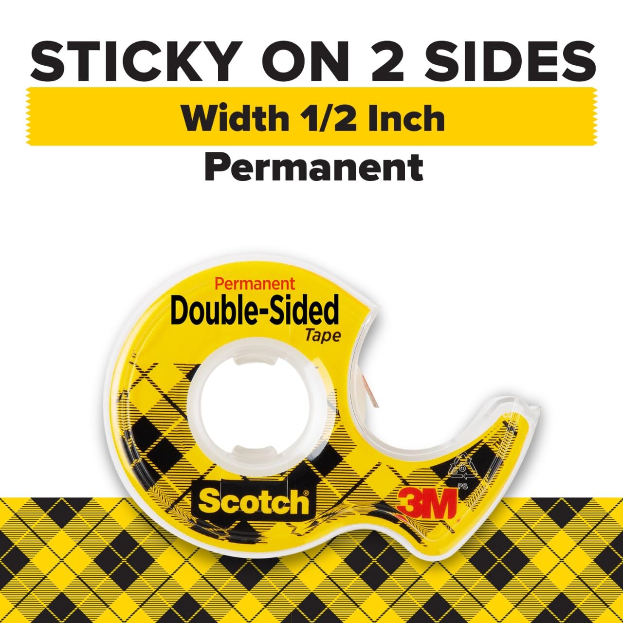 Scotch Double Sided Tape with Tape Dispenser, Office and School Supplies for Arts and Crafts, Alternative to Scrapbooking-Tape, 0.5 in. x 400 in., 2 Rolls with Dispensers (Pack of 2)