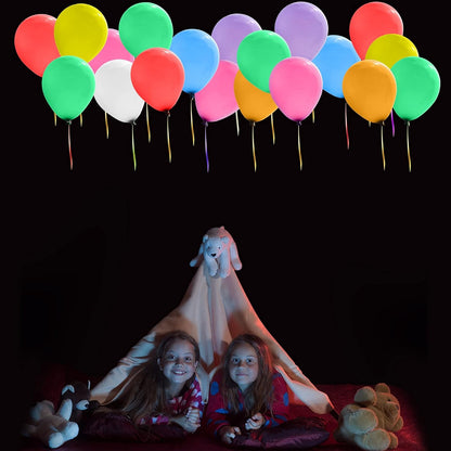LED Balloons Flashing, 32 Pack, 8 Colors Light Up Balloons for Glow in the Dark Party Supplies