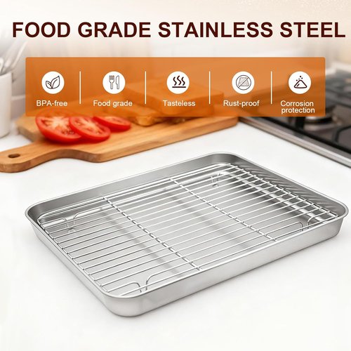 Hamilton Beach Toaster Oven Tray - Rust-Resistant Frosted Stainless Steel, 11" x 9.3", Easy to Clean