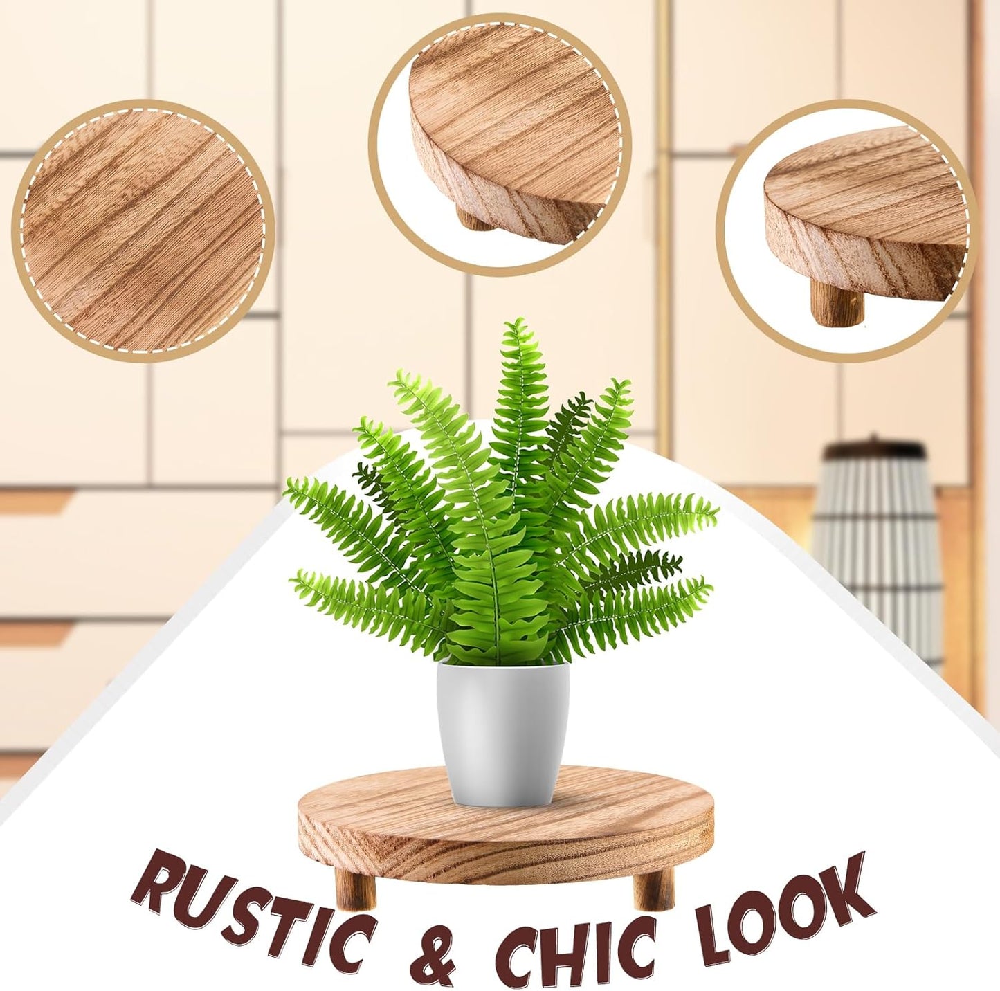 4 5/6/7/8 Inch(Light Geetery Pcs Wooden Risers for Display Wood Pedestal Stand Mini Tray Stand Round Wooden Pedestal