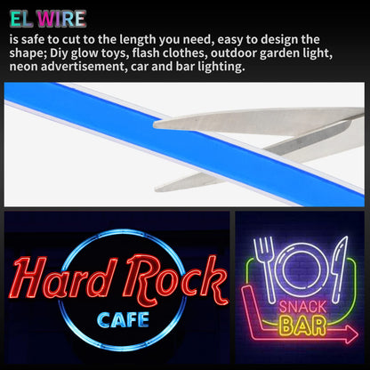 jose2015 Biqing 3 Ft/1M EL Wire Light,Neon Glowing Electroluminescent Wire Light Kit Cuttable DIY EL Wire Strip 3Mode Stay/Slow/Fast Flash with Battery Pack for Cosplay Party Decoration(Blue)