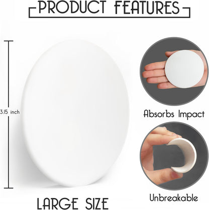 Skiennix Door Stoppers - Large 3.15" Silicone Wall Protectors | Shock Absorbent & Quiet - 4 PCS - White