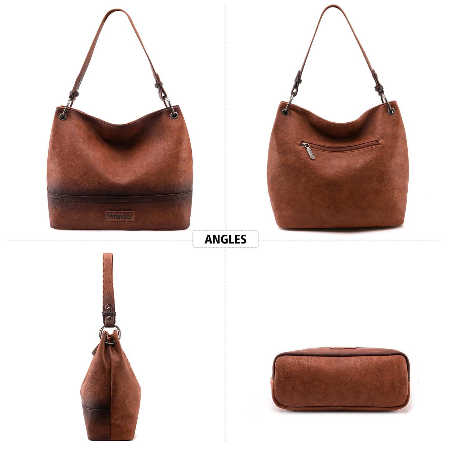 Wrangler Hobo Bags for Women Vegan Leather Shoulder Purses and Handbags with Crossbody Strap WG20-918ABR