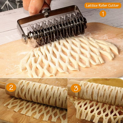 Stainless Steel Lattice Roller Cutter - Dough Baking Tool for Cookie, Pie, Pizza, Household Time-Saver