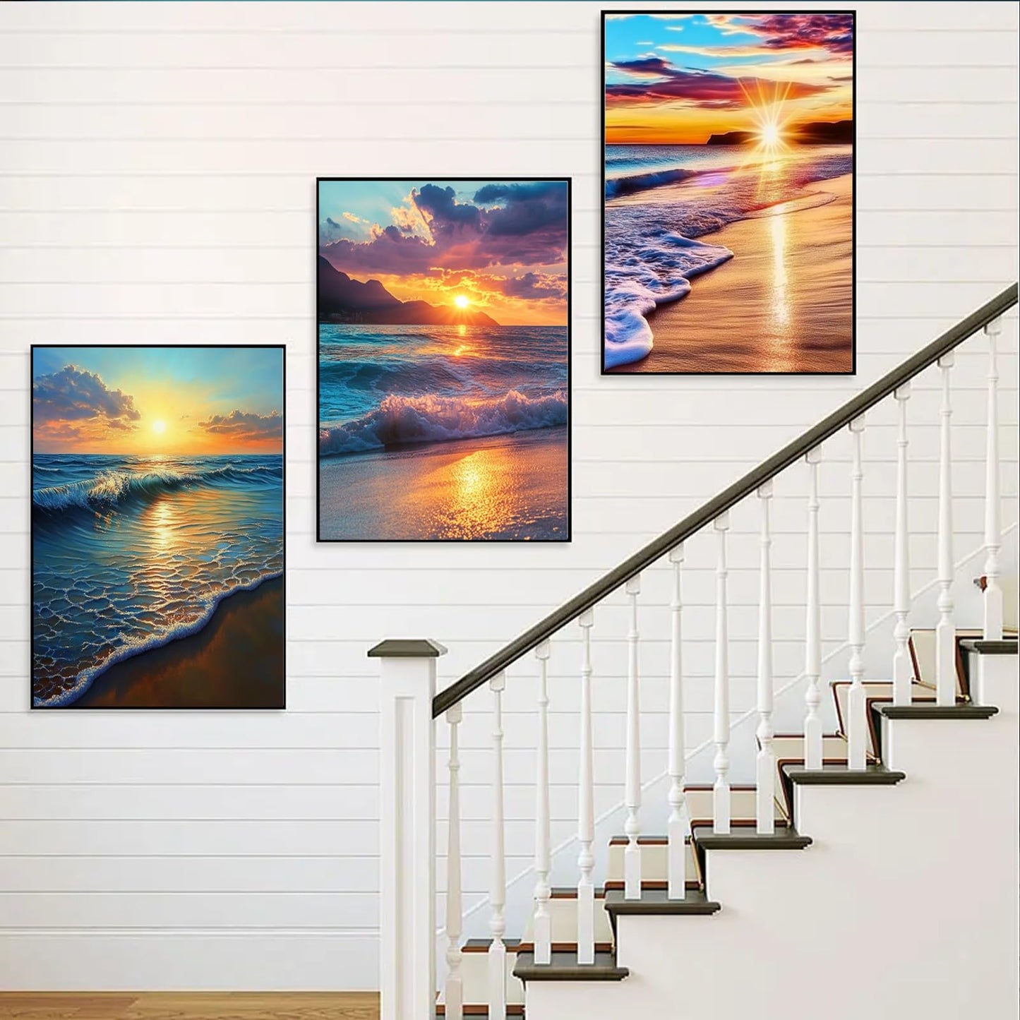 6 Pack Diamond Painting Kits for Adults Beginner, 5D Beach Diamond Art Sets, DIY Full Round Drill Sunrise Paint with Diamonds Gem Art Multi-pack , Easy Adults Dot Gem Art for Wall Decor 12 x 16 Inch