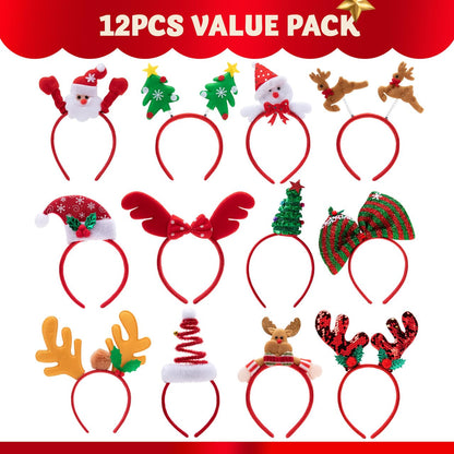 JOYIN 12 Packs Christmas Headbands with Assorted Design Christmas Headwear Holiday Headbands Accessories for Women Men Christmas Parties Xmas Holiday Party Favors Photo Booth (ONE SIZE FIT ALL)