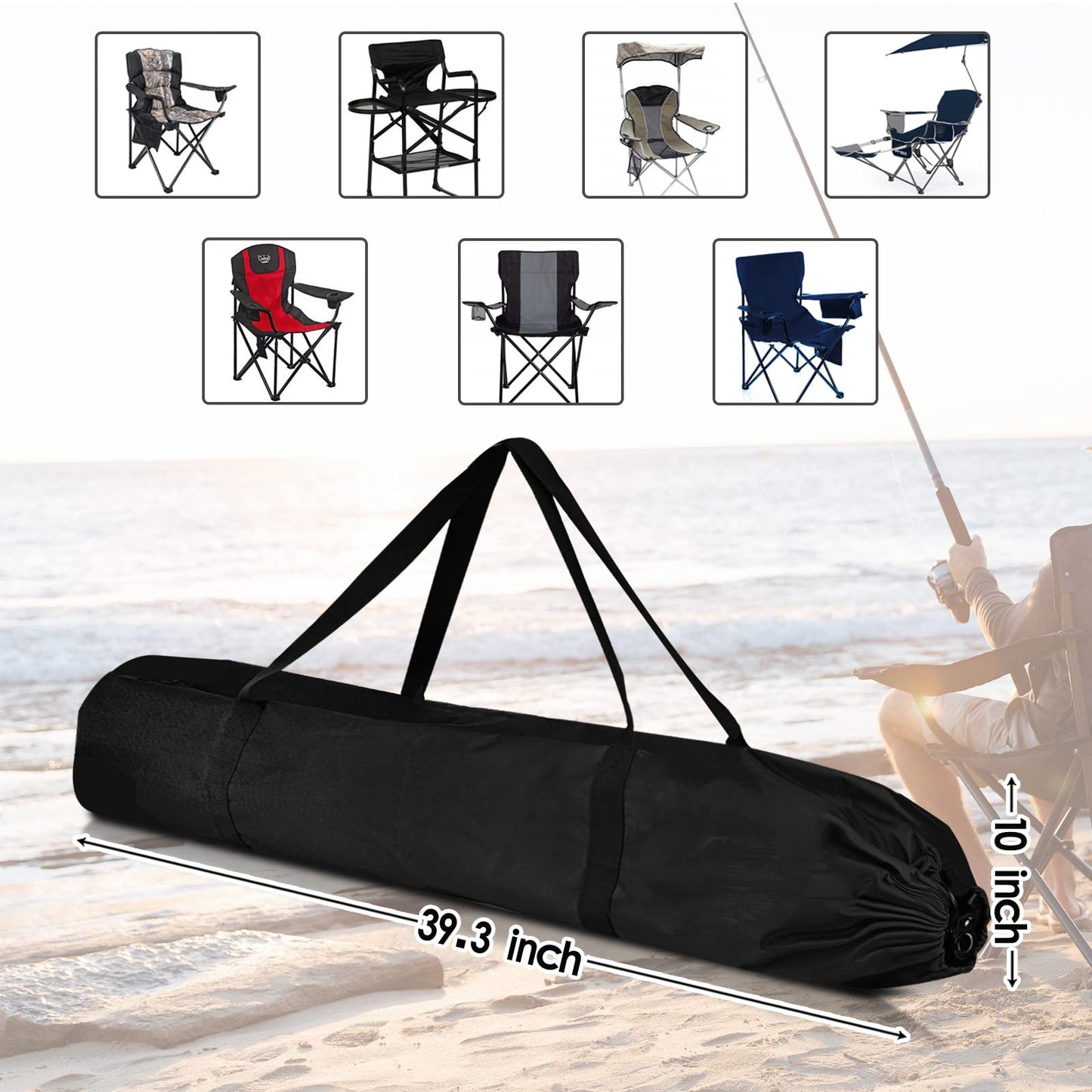 Datyiiha 2 Pack Camping Chair Replacement Bag 39.3 Inches Large Folding Chair Carry Bag Nylon Storage Tent Bag with Handle Strap for Travel Outdoor Camping Sports (No Chair Included)