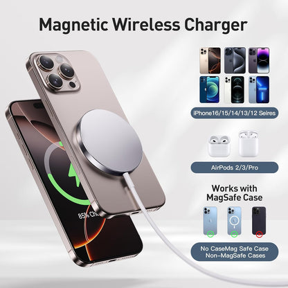 RYND 2025 Latest Magnetic Wireless Charger for iPhone: Mag Safe Charger Fast Charging Pad Compatible with iPhone 17 16 15 14 13 12 Pro Max Plus & Airpods 2 3 4Pro(3 Pack)