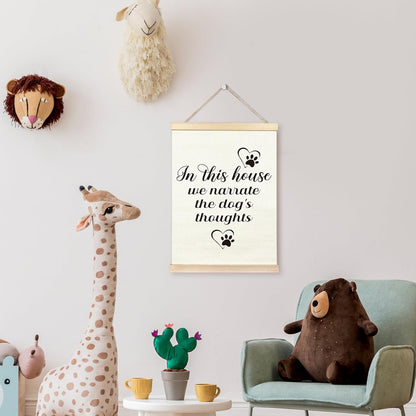 TAEDIN Dog Wall Art Poster Frame, 12X16 Dog Signs Print, In This House We Narrate the Dog's Thoughts