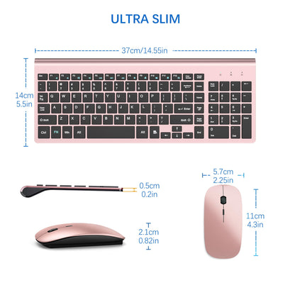 Wireless Keyboard and Mouse Ultra Slim Combo, TopMate 2.4G Silent Compact USB 2400DPI Mouse and Scissor Switch Keyboard Set with Cover, Batteries Included, for PC/Laptop/Windows/Mac - Gray Black