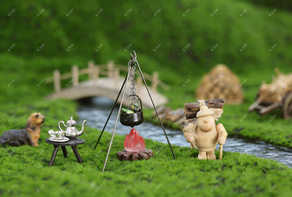 iLAND Dollhouse Accessories Figures Garden Miniatures of Camping Decor 1/12 Scale Accessories Camping Cake Topper Fake Campfire for Action Figure Decor