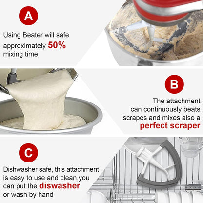 Flex Edge Beater for KitchenAid, 4.5-5 Quart Mixer Attachments, Pouring Shield & Flex Edge Beater
