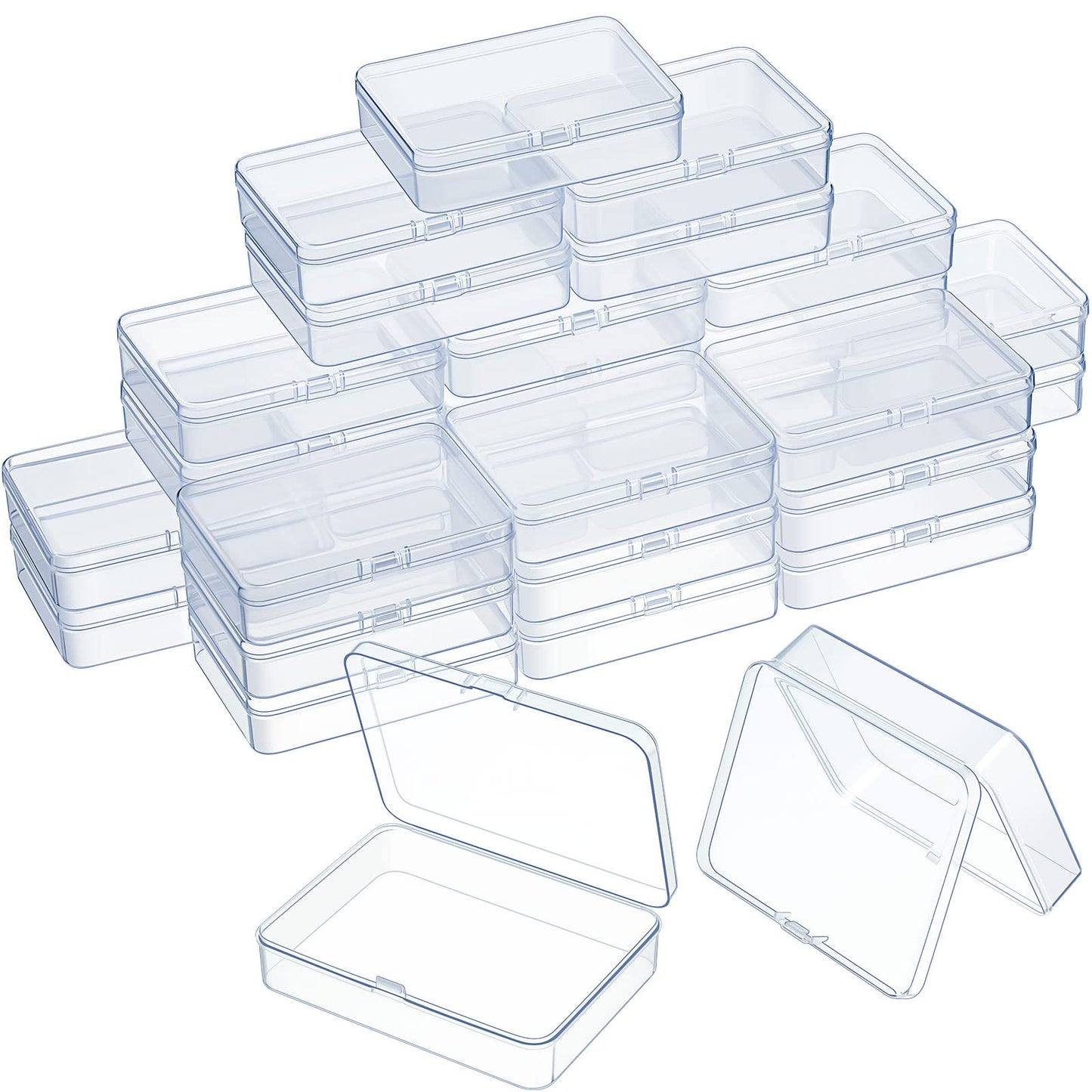 SATINIOR 48 Packs Clear Small Plastic Containers Transparent Storage Box with Hinged Lid for Small Items Crafts Jewelry (4.4 x 3.3 x 1.2 Inch)