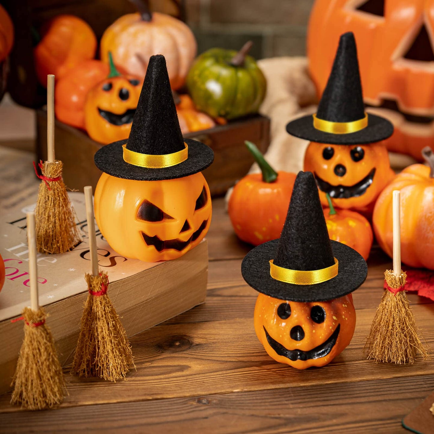ZHWKMYP 28Pcs Mini Witch Hats, Small Witch Hat for Crafts Halloween Party Decorations