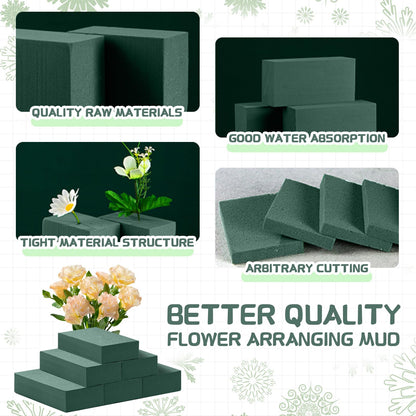 10 Pcs Floral Foam Blocks, Foam for Flower Arrangements(5.5"L x 3.1"W x 1.7"H), Green Dry & Wet Flower Foam, Florist Foam for DIY Crafts, Wedding, Birthdays, Home Decorations