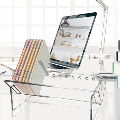Acrylic Desktop Bookshelf, Clear Mini Bookcase for Magazines, CDs, Storage Organizer for Office Home